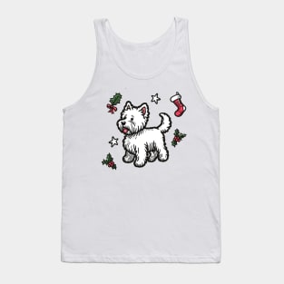 Westie Christmas Design - West Highland Terrier - Cartoon Dog Holiday Drawing Tank Top